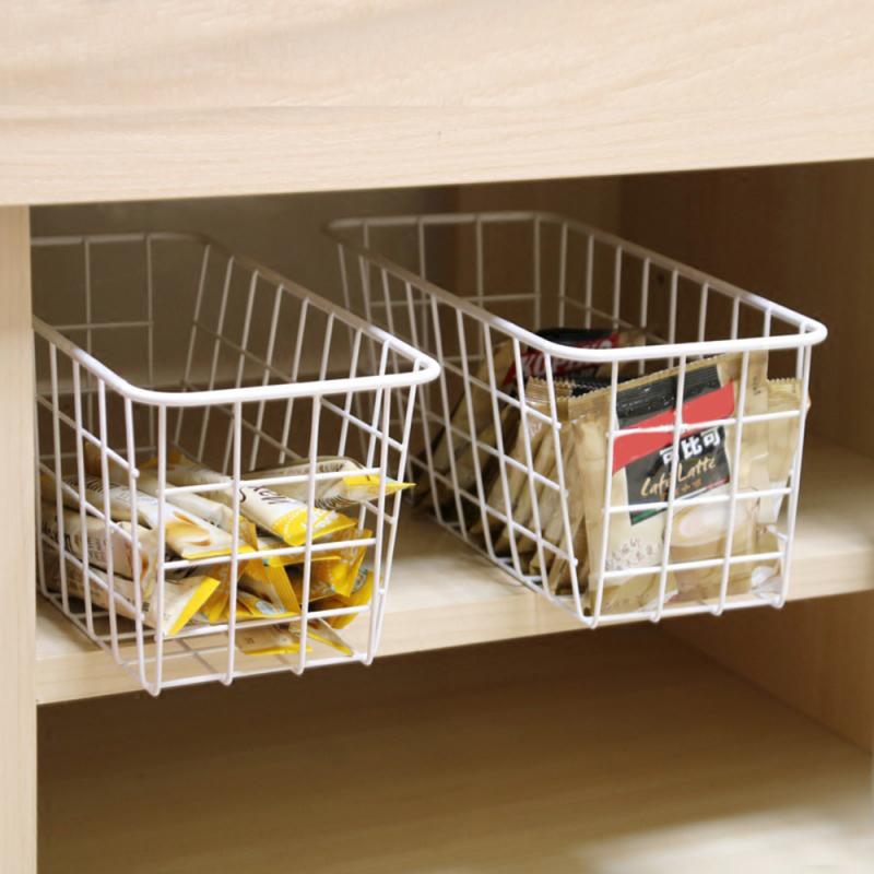 1pc Iron Wire Storage Basket Organizer Kitchen BathroomMulti-Purposes Housekeeping Storage Supplies Kitchen Storage