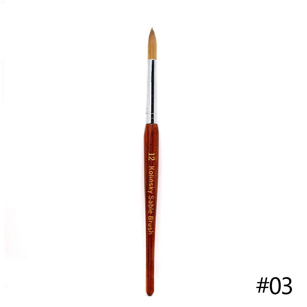 Pincel redondo plano Kolinsky para uñas, brocha de Gel para manicura, con mango de madera: Amarillo claro