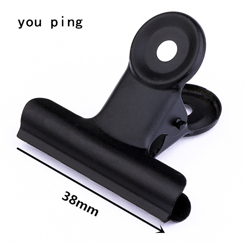 50mm 38mm 31mm 22mm Black Round Metal Clamp Paper Bookmark Clips Binder Clip Student School Office Supplies: Black -38mm