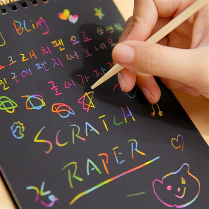 1PC Scratch Note Children's DIY Scratch Painting Colorful Graffiti Notebook DIY Environmental Friendly