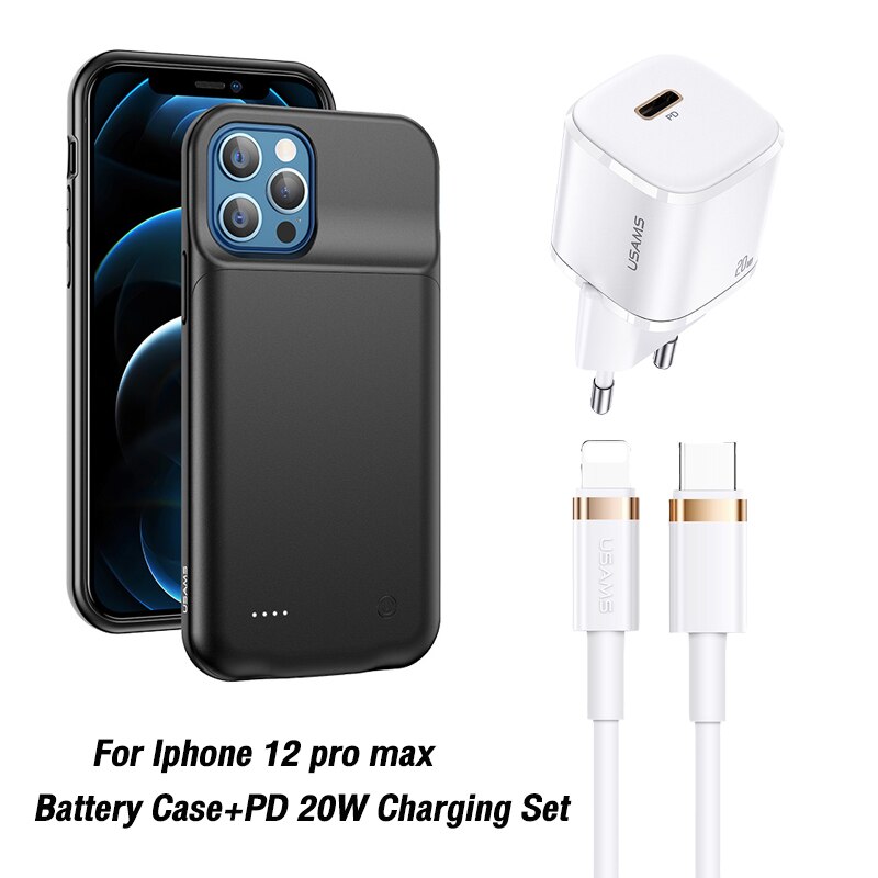 USAMS ładowarka tylna obudowa dla Iphone 12 pro max mini Power Bank ładowarka pokrywy skrzynka dla iPhone 11 Pro max X XR 6 7 8 plus: 12 pro max white
