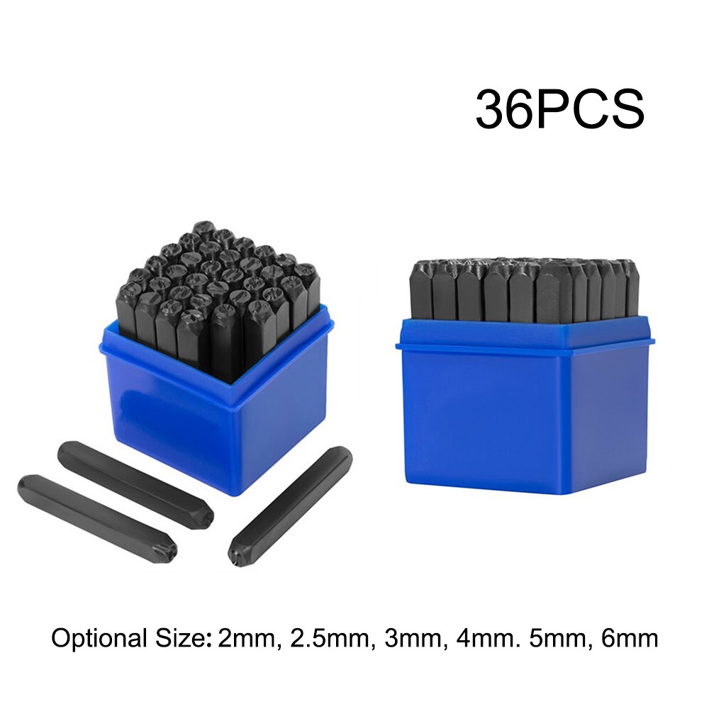 Troquel de acero para estampado de números y alfabeto, Kit de prensado de letras y sellos digitales para cinturón de Metal, herramienta de artesanía de cuero, 36 Uds.