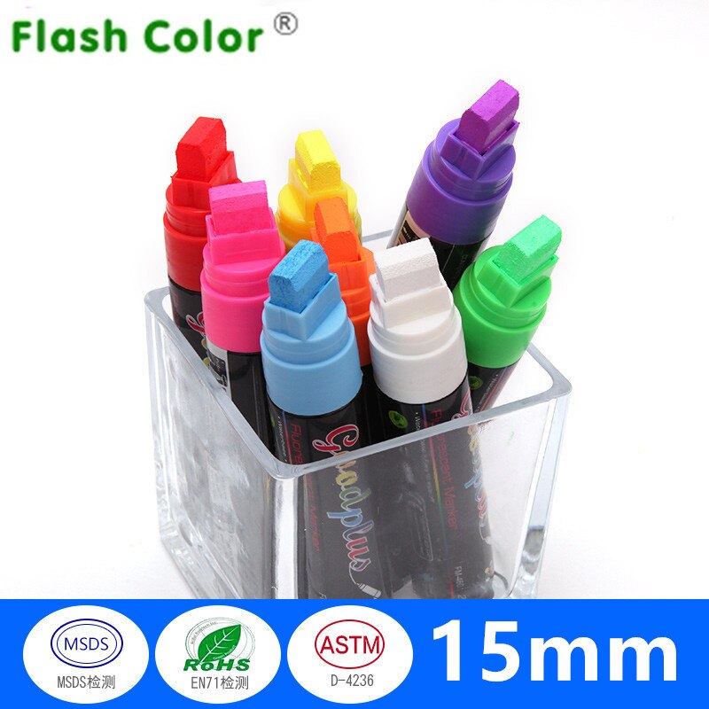 Fluorescerande penna special fluorescerande penna 15mm glasplatta självlysande svart tavla märkpenna med stor kapacitet