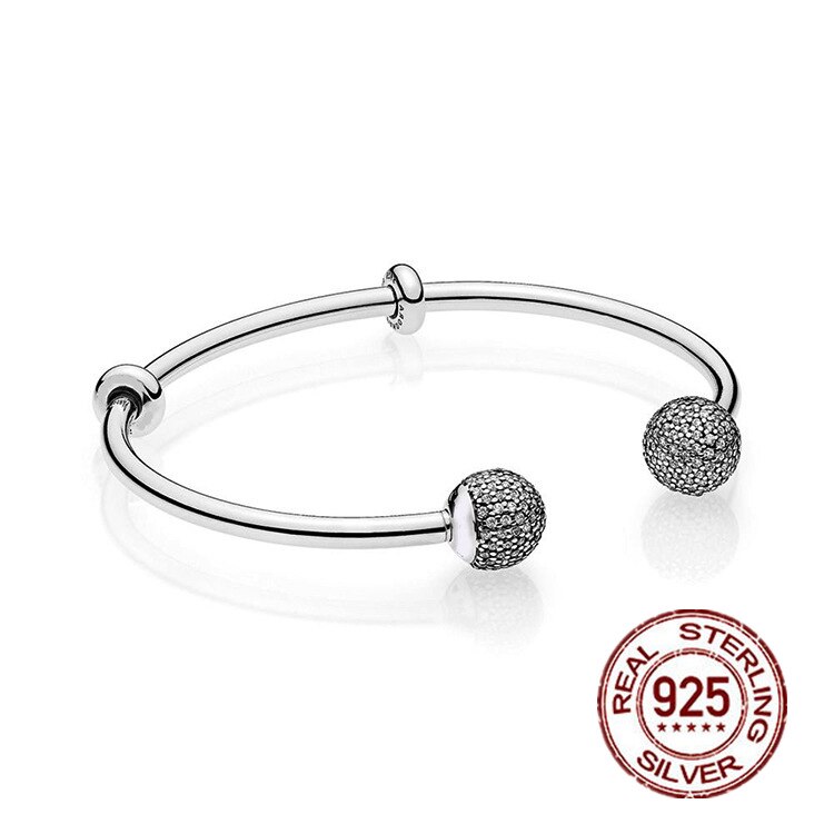 S925 silber funkelnden Öffnen Set DIY perlen Armband Fit original pandoras Momente charme Armband armreifen Schmuck für frauen