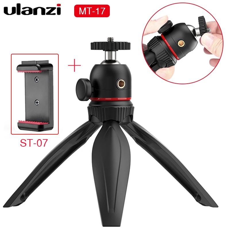 Ulanzi-Mini trípode MT-17 con rotación de 360 grados, trípode ajustable para Smartphone, Vlog, GoPro 9, con tornillo 1/4, monopié