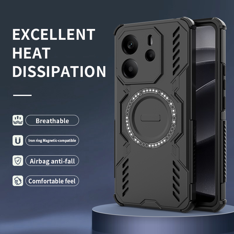 Magnetisk pansercover til redmi note 14 pro plus 14 4g 5g globalt cover stærk magnet magnetsikker anti-fald varmeafledningsskal