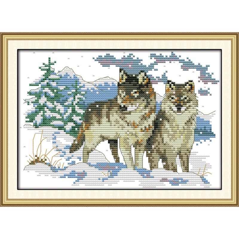 Varg djur korsstygn kit 14ct 11ct count print canvas nål broderi set gör det själv manuellt handarbete heminredning målning