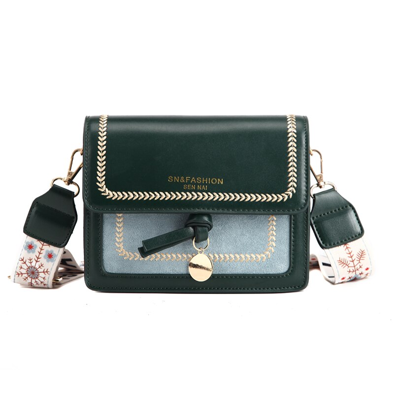 Atli Contrast Kleur Lederen Crossbody Tassen Voor Vrouwen Reizen Handtas Mode Eenvoudige Dames Schouder Tas: Dark Green