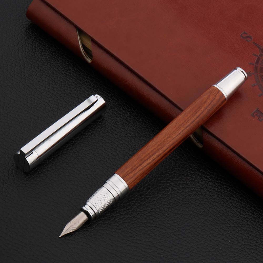 de luxe 225 stylo plume bois acier inoxydable 0.7mm plume papeterie bureau fournitures scolaires stylos à encre