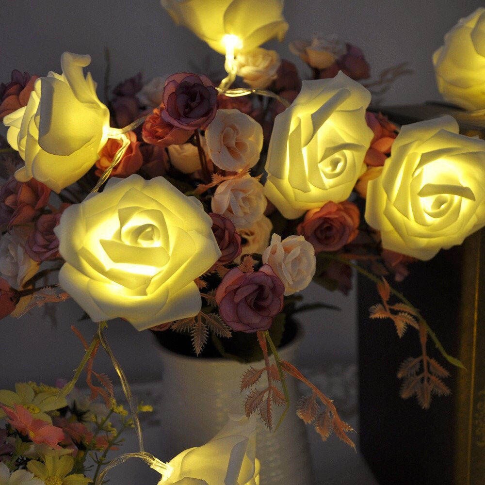 Rozen bloemen slinger led verlichting 20 leds lichtsnoer kerst binnendecoratie voor thuis valentijnsdag lichtslinger