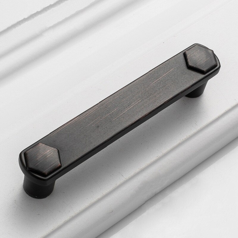Manijas de puerta Vintage de aleación de Zinc para armario de cocina, pomo de muebles de baño y cocina, color negro/café
