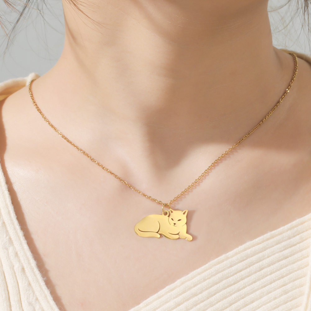 Cazador Schattige Dieren Kat Hanger Ketting voor Vrouwen Meisjes Mooie Poot Choker Halsketting Roestvrij Stalen Sieraden 2025