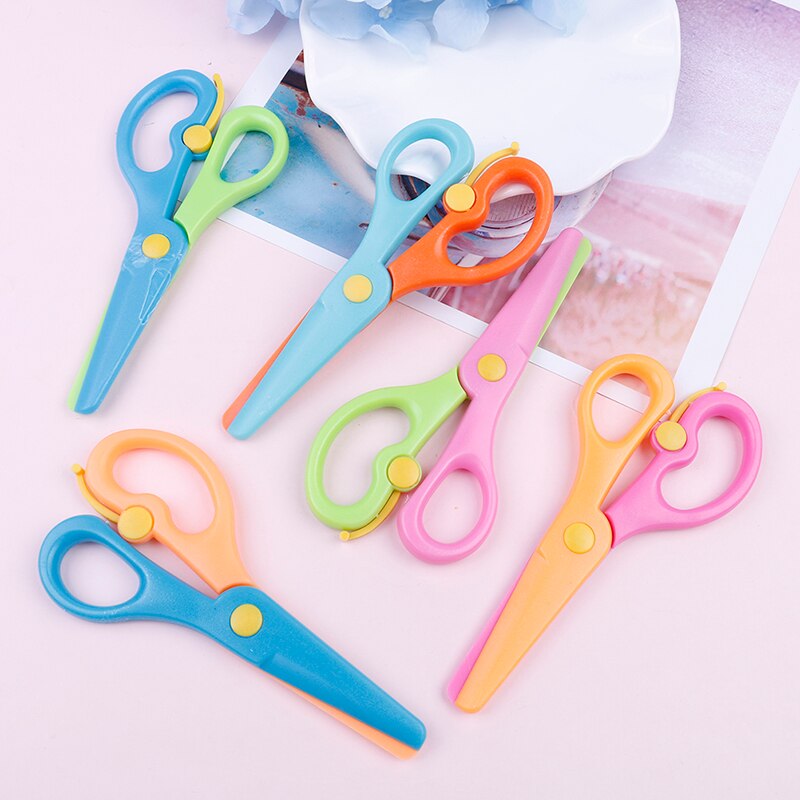 1pcs Plastic Cute Mini Safety Round Head Scissors Student Kids Paper Cutting Kindergarten School Supplies