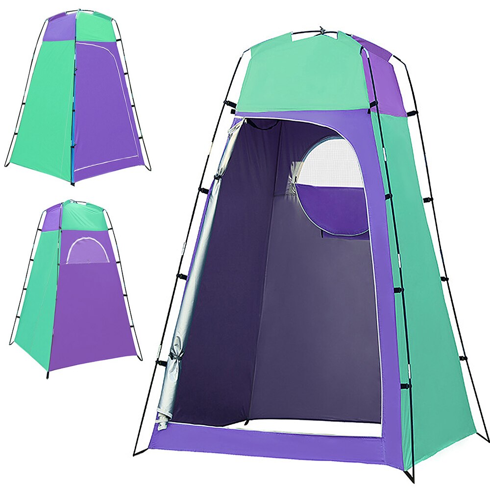 Privacy Shelter Tent Portable Outdoor Shower Toilet Changing Room Tent with Removable Bottom for Camping Beach Photography: Purple Green