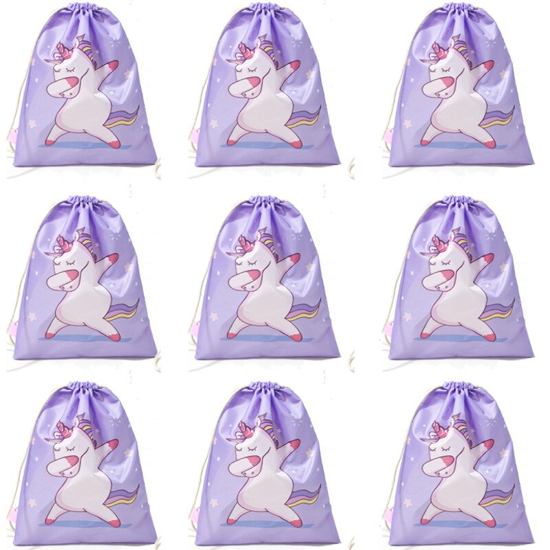 Unicorn Drawstring Pocket Rope-pulling Backpack Girls Cute Bag Polyester Fabric Dancing Horse Bags Pink