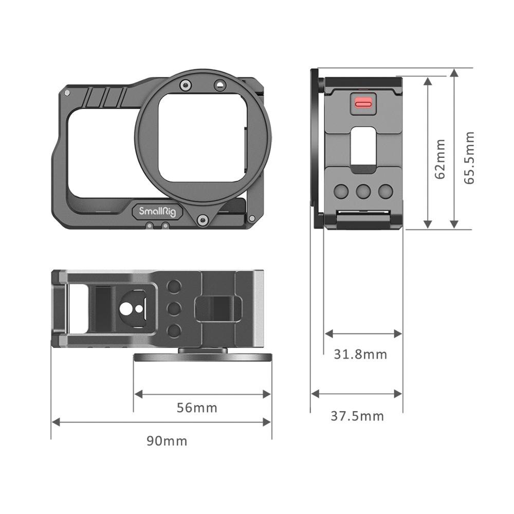 SmallRig Vlogging Cage &amp; 52mm Filter Adapter for Insta360 ONE R 4K Edition W/ Two cold shoe mounts, multiple 1/4”-20 holes 2901