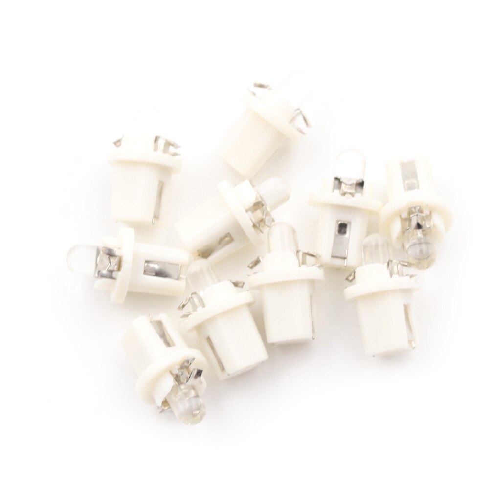 10 stk / parti flerfarvet  t5 b8.5d b8.5 smd førte billysbiler lysemitterende diode instrument instrumentbræt lyspærerdc 12 v: Hvid