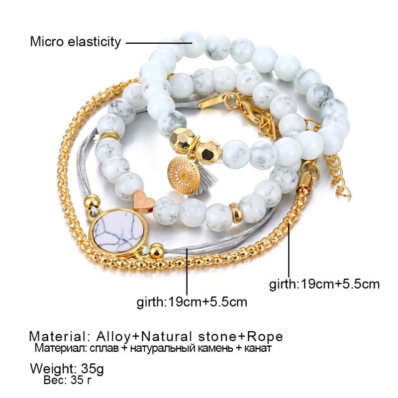 New hand-woven tassel bracelet set female new gray rope chain bracelet jewelry Christmas gift