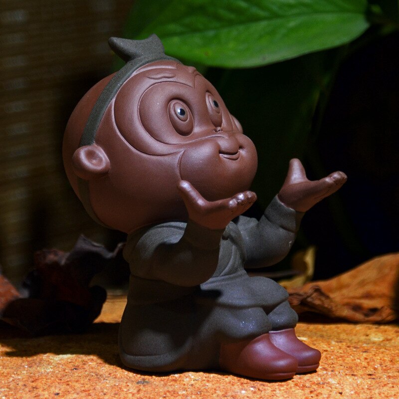 Keramik te ornament apa gud pennställ apa sol wukong år av apan dekoration teservis mini teservis lera te husdjur