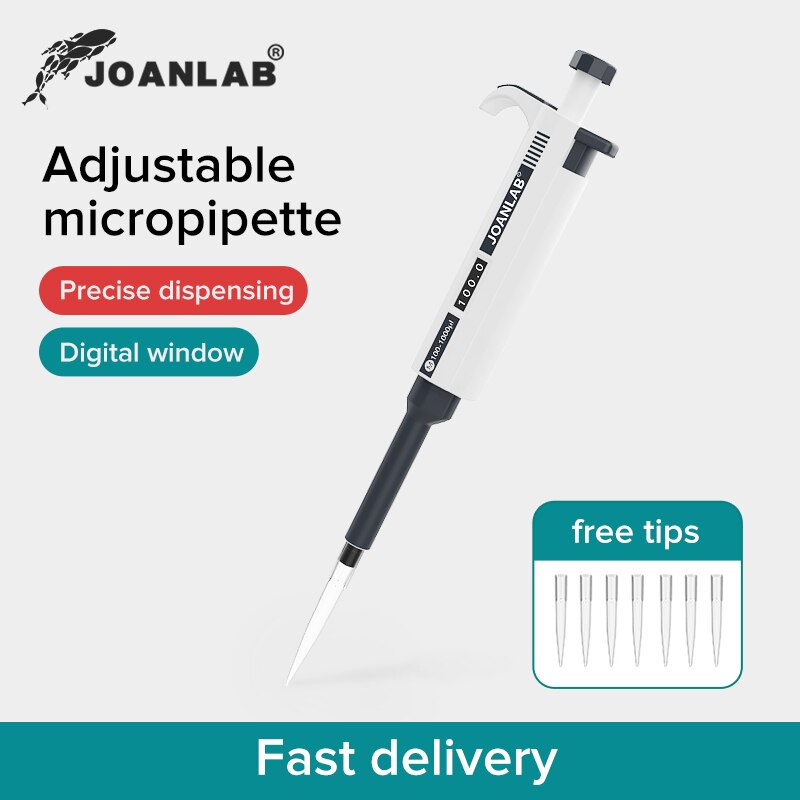 Joanlab Laboratorium Pipet Plastic Pipetten Dropper Handleiding Digitale Verstelbare Micropipet Lab Apparatuur Met Pipet Tips