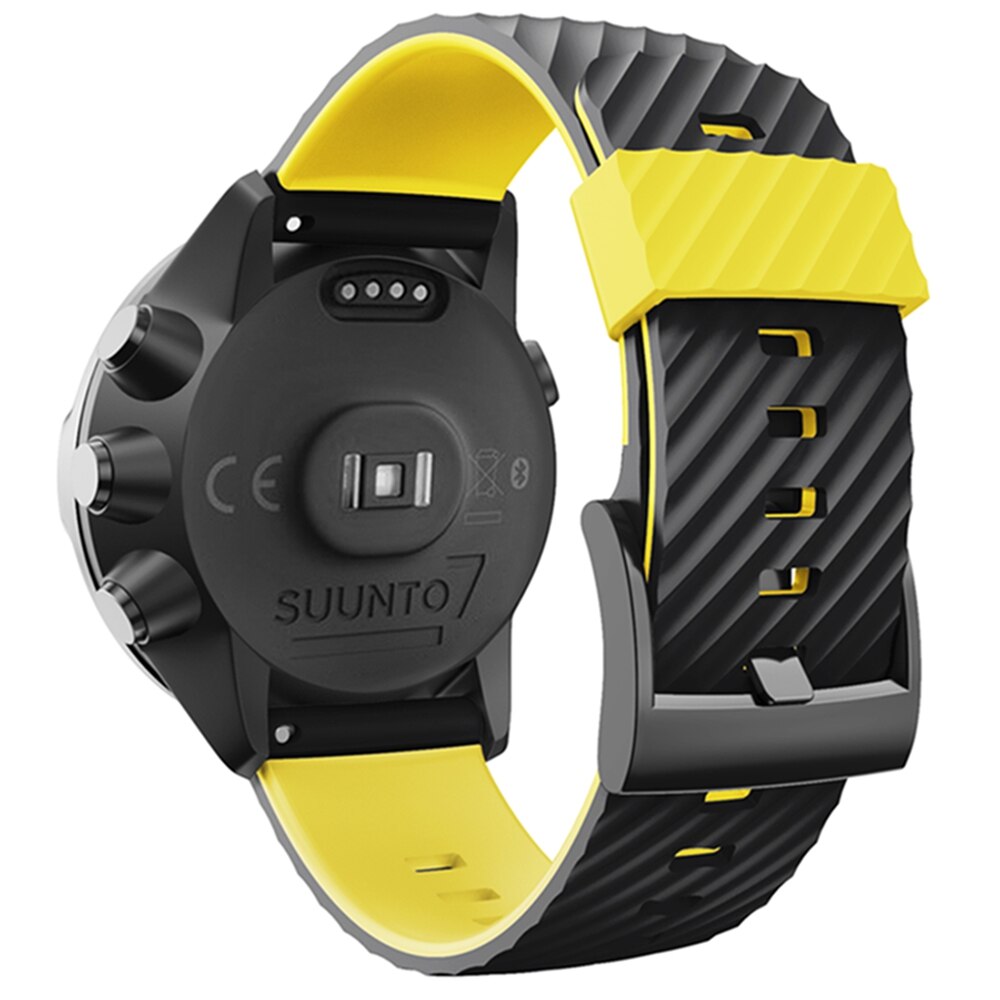 Sport silikon klokke og reim for suunto spartan 7/ suunto 9/ suunto spartan sport håndledd hr /suunto  d5 armbånd justerbar reim: Svart gul
