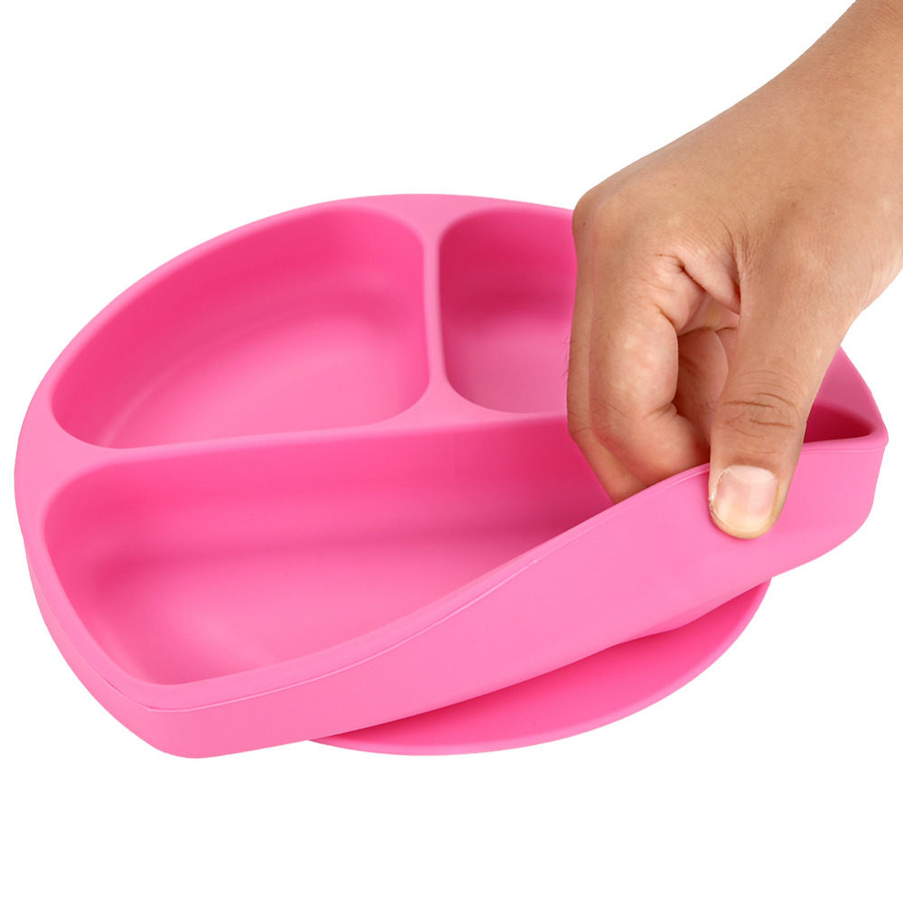 Baby Feeding Bowl Dishes Silicone Plate With Suction Cup Strong Sticky Divided Silicone Food Plate Children's Section