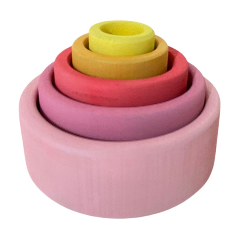 5 pz Del bambino Arcobaleno Di Legno che impila Creativo per Bambini Giocattoli Educativi Regali per Bambini Impilabile Gioco di Apprendimento Blocchi di Costruzione: 1