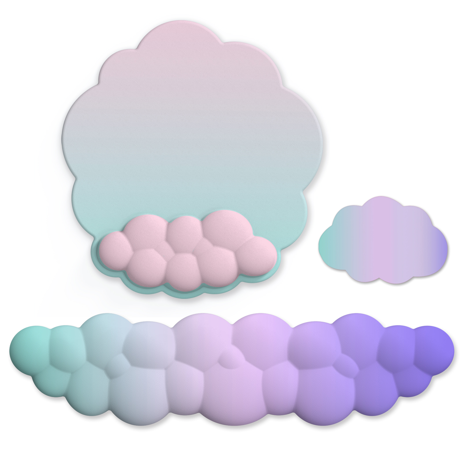 Tappetino Ergonomico Per Mouse Con Supporto In Memory Foam Per Polso – Antiscivolo, Morbido E Colorato (Nuvola Rainbow) - 3