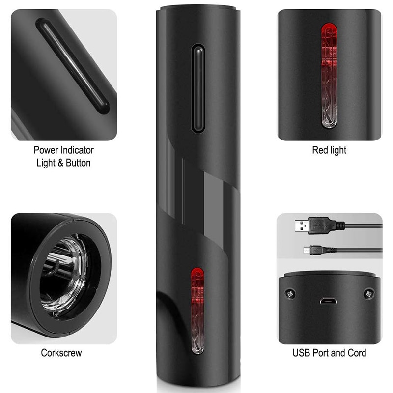 Elektryczny otwieracz robić wina akumulator automatyczny korkociąg otwieracz robić butelek wina z aluminiowym nożem i kabel robić ładowania USB, garnitur dla domu nas