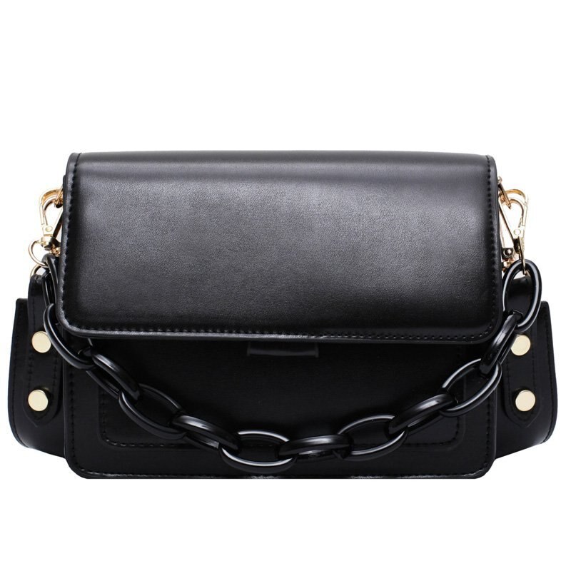 Atli Ketting Mini Pu Lederen Flap Tassen Voor Vrouwen Zomer Dame Schouder Handtas Vrouwelijke Mode Cross body Bag: Black