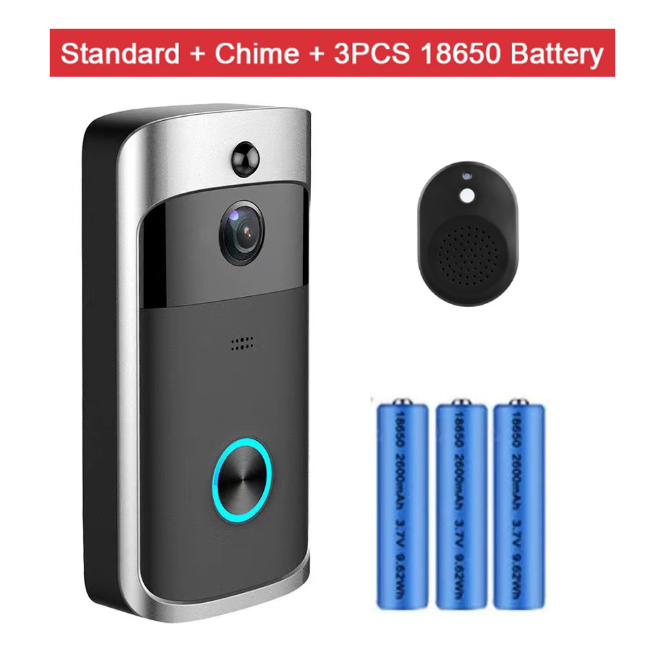 Video Doorbell Camera HD WiFi Doorbell Wireless Operated Motion Detector Audio & Speaker Night Vision for iOS&Android: Silver