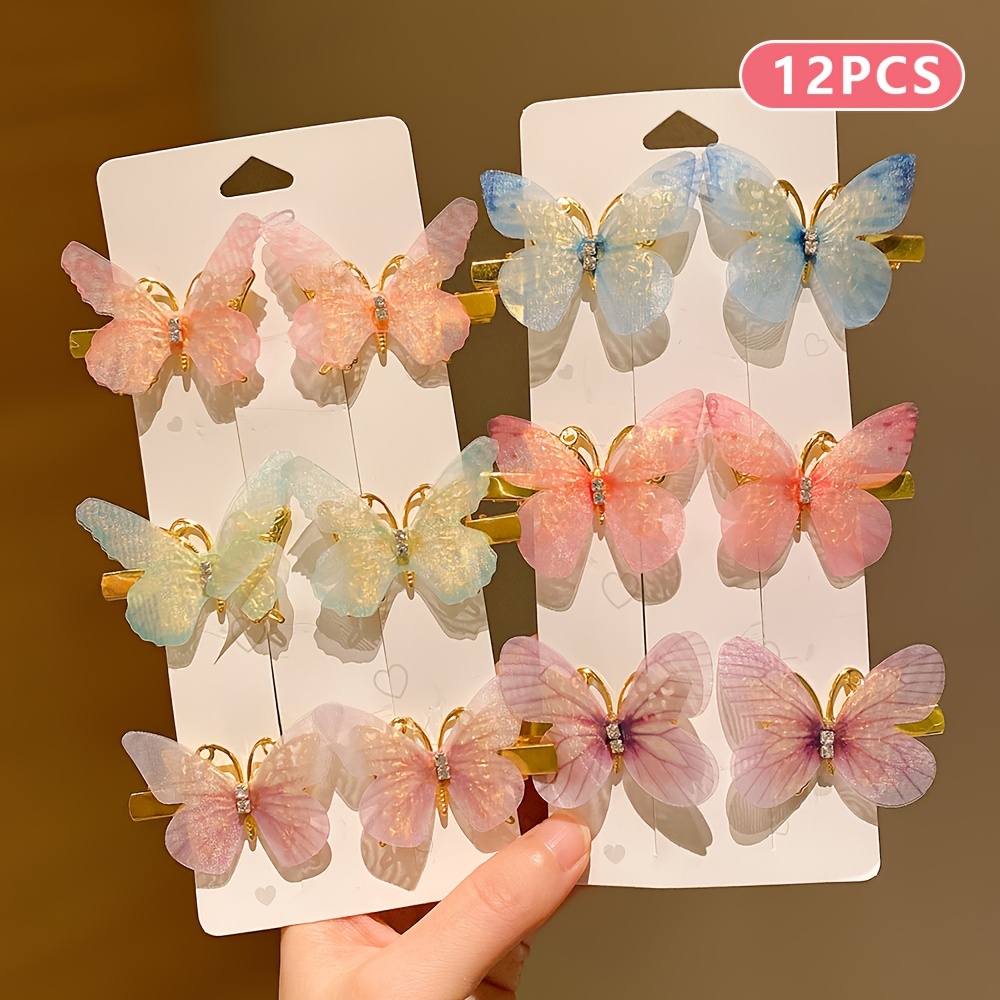 6/12/24/36 piezas de horquillas de mariposa para niña que no daña el cabello, horquillas súper bonitas y lindas: Plata