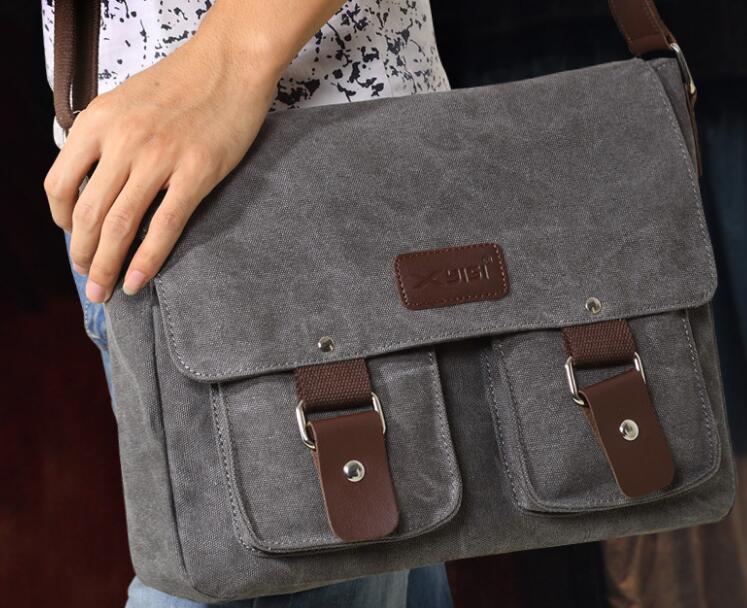 Lærredstaske herre skulder messenger taske retro afslappet postbud student taske
