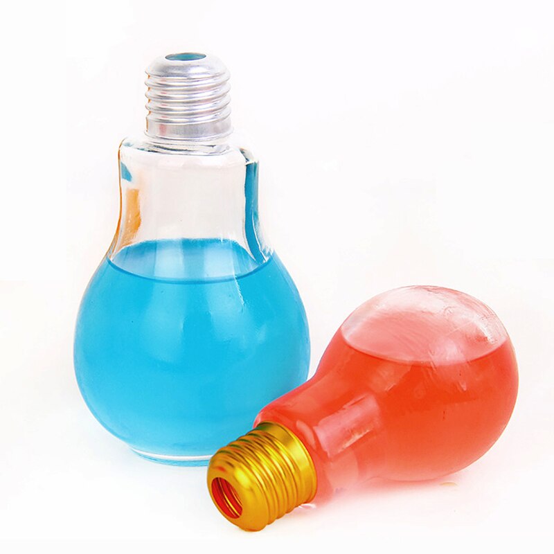 300ml Light Bulb Straw Mug Individual Juice Coke Cup Light Bulb Shape Transparent Mug With Straw Ball Cup Student