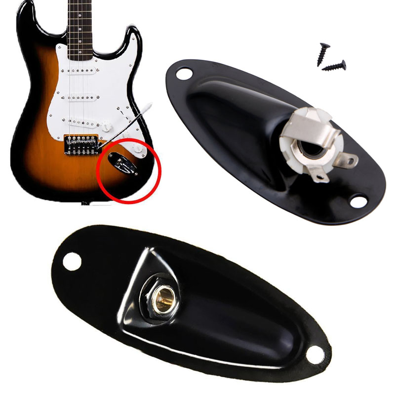 Sort båd input output jack pladestik med skruer til fender strat guitar pxpf