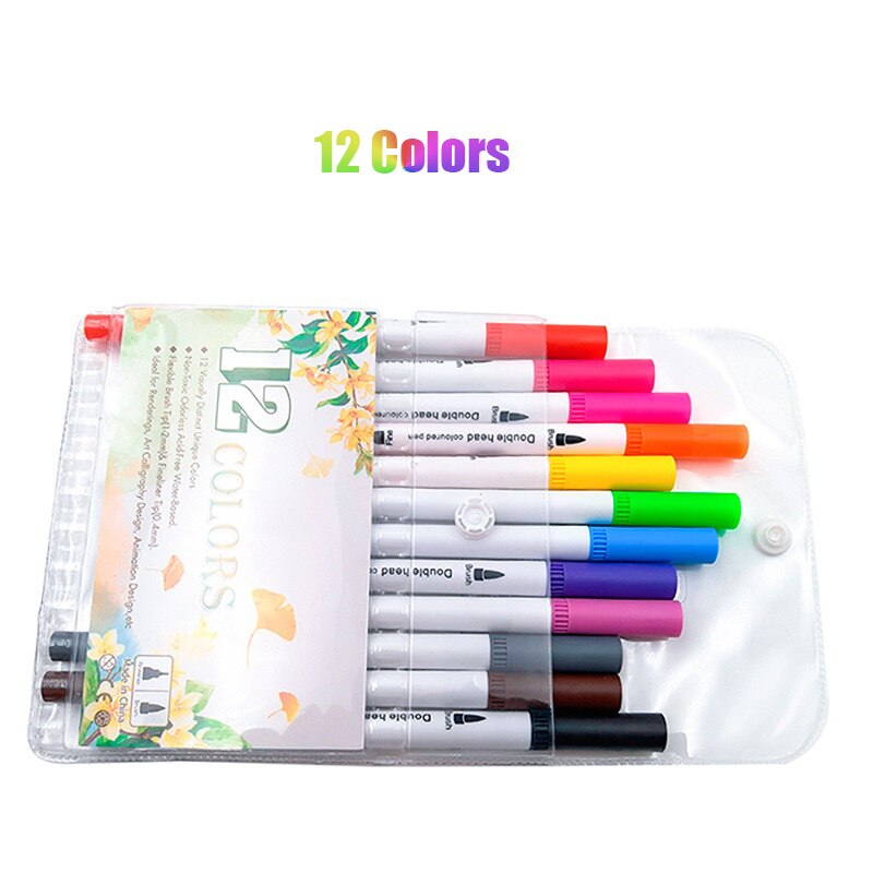 24 Pinceaux Aquarelle Poignée Bois - Nylon, Tailles Variées 18-22 Cm - Pour Peinture, Artisanat