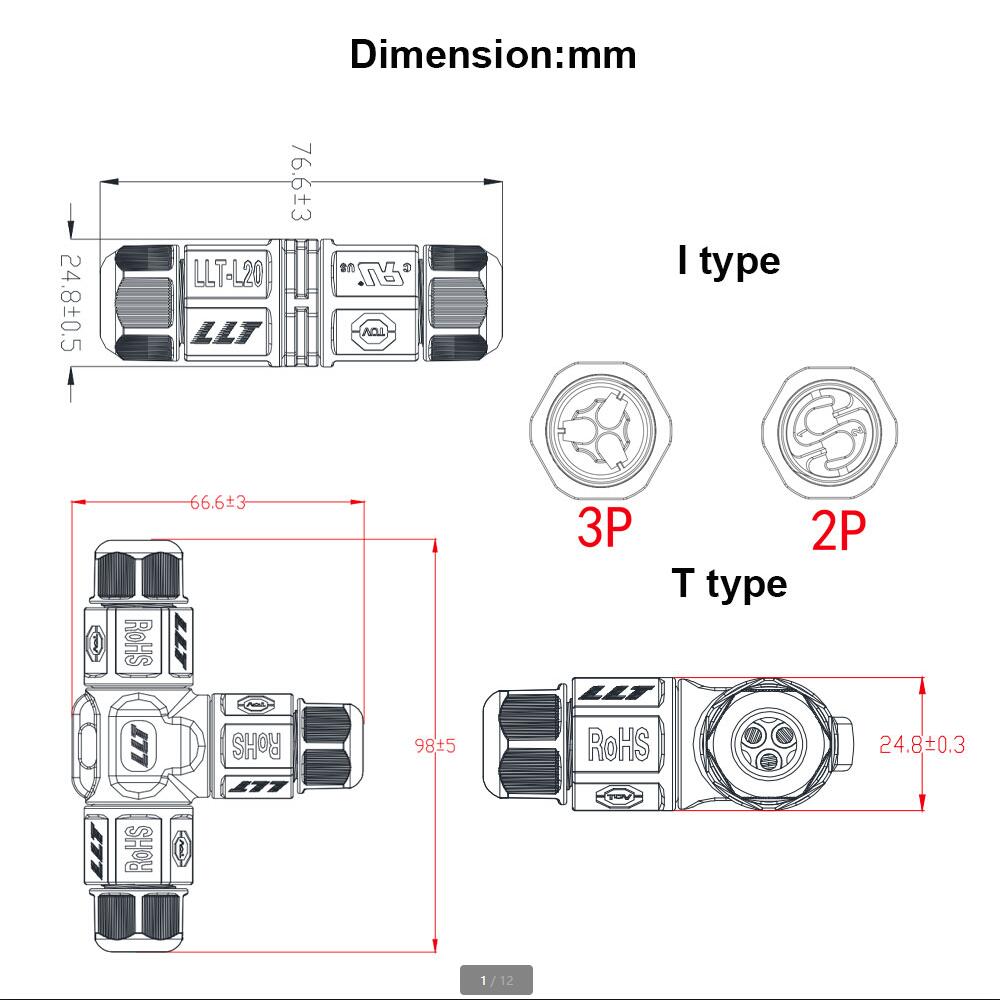 IP67 15A 2 3 Pin Waterdichte Connector Adapter Schroef Locking Cable connector water proof Industriële Elektrische Draad Connecto