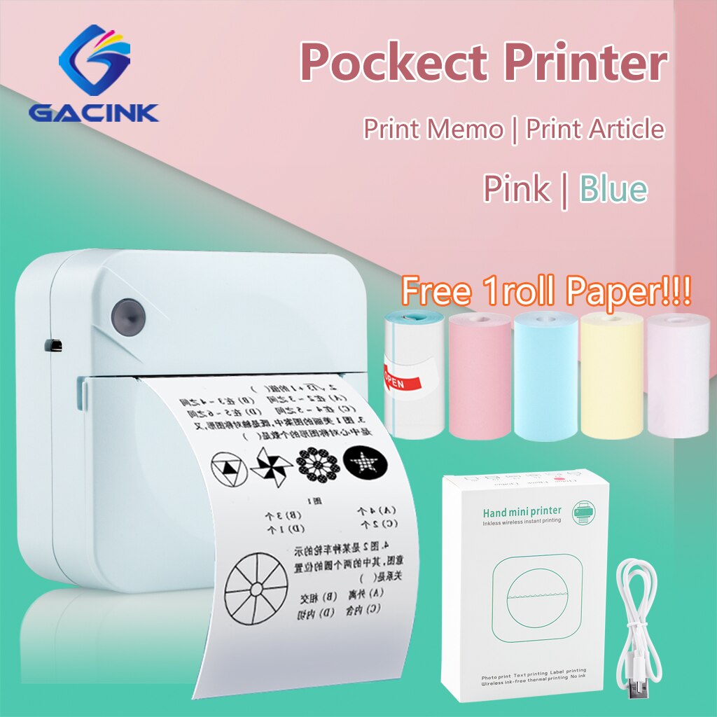 Portable Mini Printer Pocket Printer Student Note Printer Photo Text Bar Code Printer