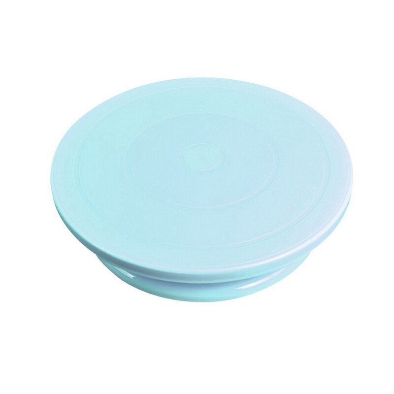 Plastik kage drejeskive roterende skridsikre rund kage ståkøkken gør-det-selv pande kage bordplade roterende kagebund bageværktøj: Blå