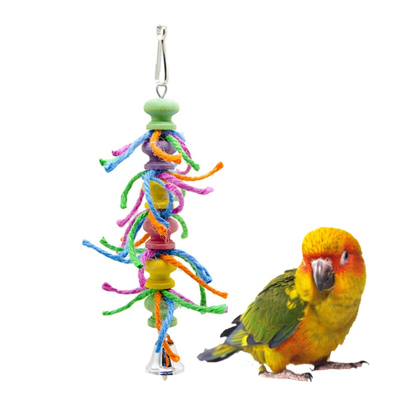 1 Pc Bird Kauwen Speelgoed Grappige Katoenen Touw Papegaai Speelgoed Cilindrische Bell Leuke Sisal Papegaai Speelgoed Parkiet Training Speelgoed Vogel accessoires: 2