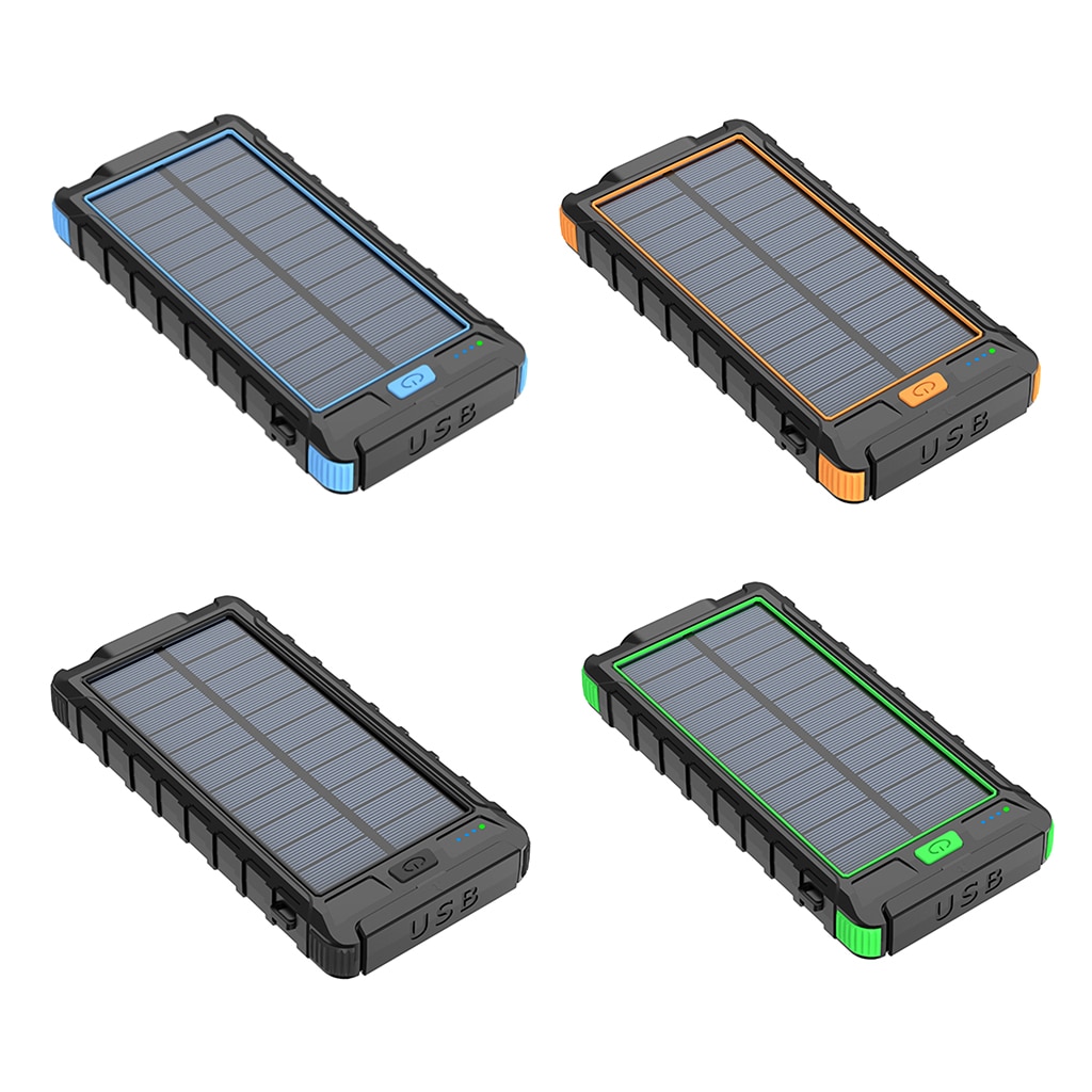 10000Mah Outdoor Verlichting Waterdichte Draagbare Mobiele Solar Lamp Lader Dual Usb Batterij Power Bank Case Kit Telefoon Oplader
