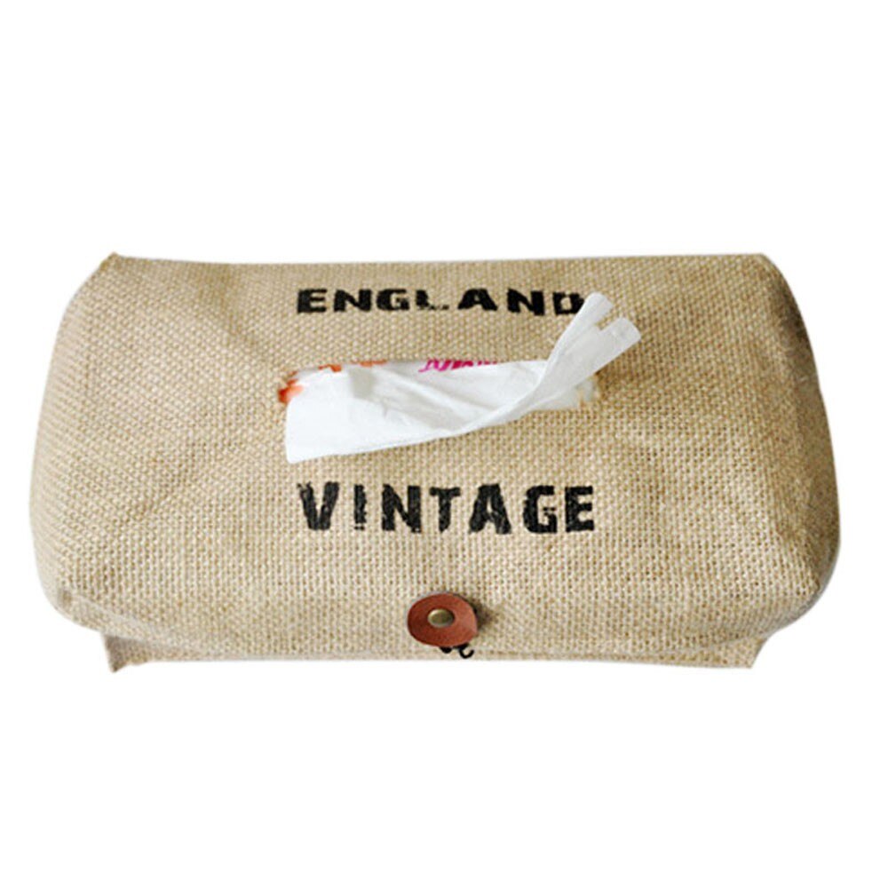 Cotton And Linen Tissue Boxes Belt Button Simple Atmospheric Tissue Box Retro Fluid Style Tissue Box Cover Paper Case Holder