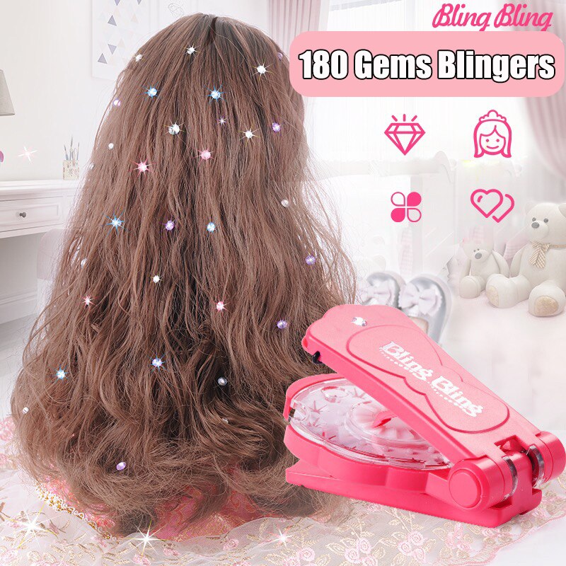 180 Gems Blingers Deluxe Set Meisjes Speelgoed Pretend Play Jewel Refill Set Diy Meisjes Haar Styling Tool Diamant Sticker Speelgoed