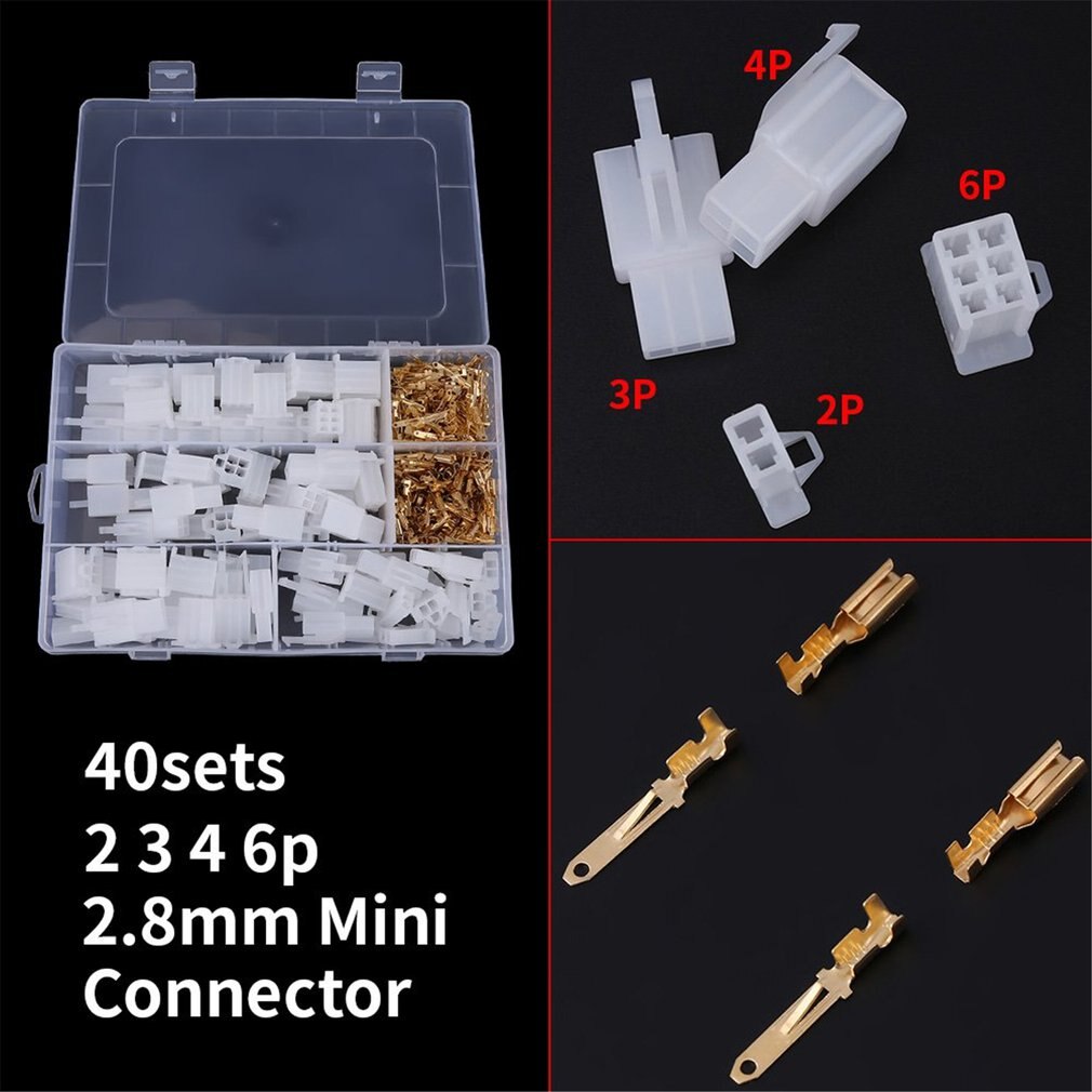 380-Piece Motorcycle & Car Electrical Wire Connector Kit – 2.8mm 2/3/4/6 Pin Terminals