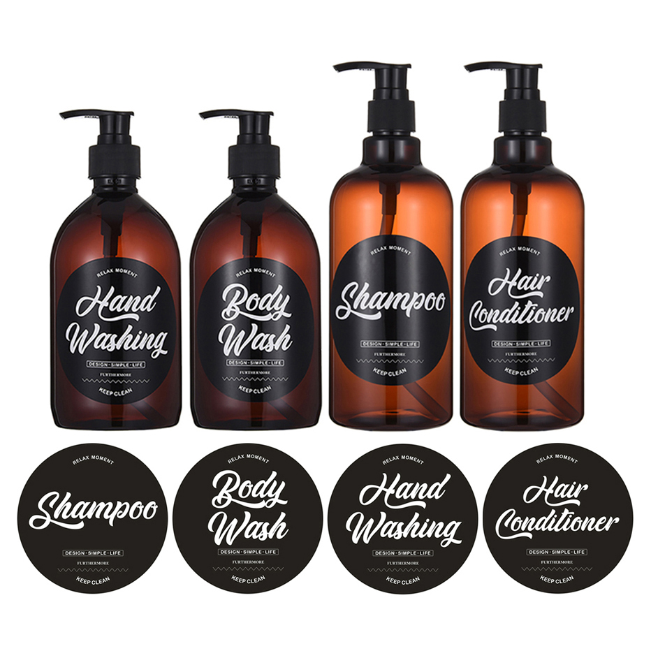 Soap Dispenser Sticker Set Shampoo Bodywash Conditioner Labels Removable Waterproof Unique Bottle Stickers Bathroom Accessories