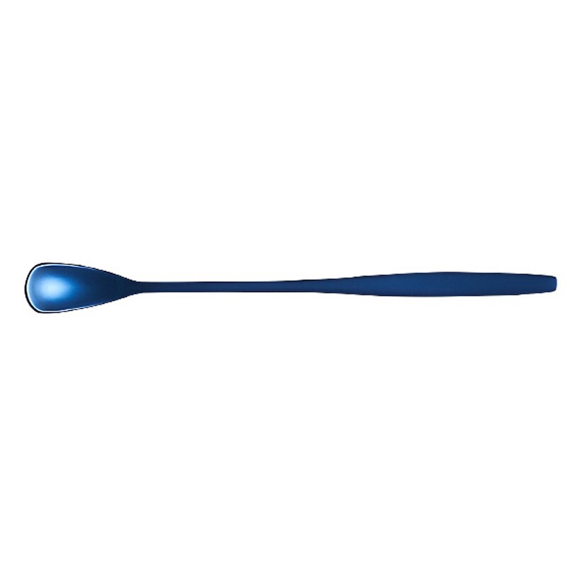 15cm 17cm Square Head Food Spoon Stainless Steel Mug Spoons Coffee Stirring Honey Spoon: Blue / 15cm