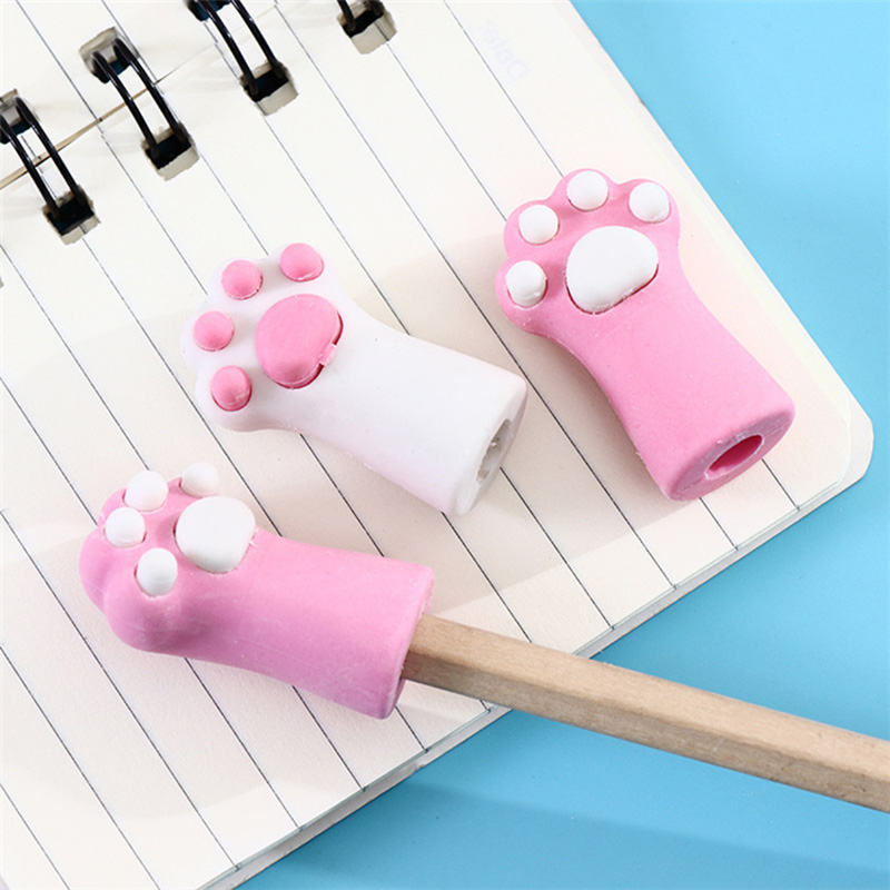 1 Pc Kawaii Rubber Kat Poot Kat Klauw Pen Potlood Cap Gum Briefpapier Rubber Potlood Grip Voor Kids Kind Potlood topper