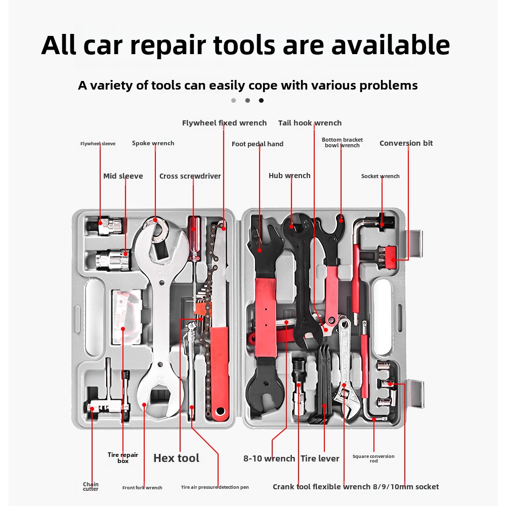 1Set Bike Tool Set for Cyclist Portable Mountain Bike Repair Tools Kit Bicycle Tool Kit Bike Allen Key Tool Socket Spanner: Default Title