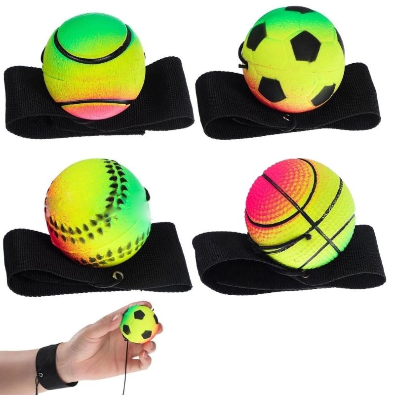 Rainbow Elastic Hand Sports Ball Multi Color Elastic Ball Portable Fitness Ball for Gym Exercise and Stress Management