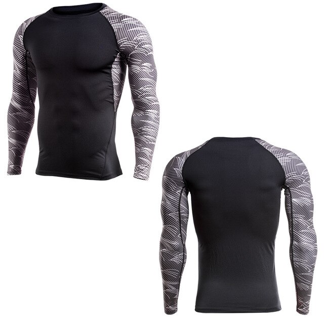 Raglan Manica Lunga Patchwork Stampato T Camicette Gli Uomini di Compressione Corsa e Jogging Camicette Quick Dry Magliette e camicette Palestre Fitness MMA Elastico Abbigliamento Sportivo: C3 / Asian size 4XL